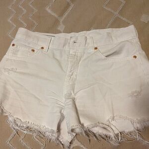 White Distressed Women Shorts